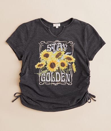 Modish Rebel Girls - Stay Golden Sunflower T-Shirt front view