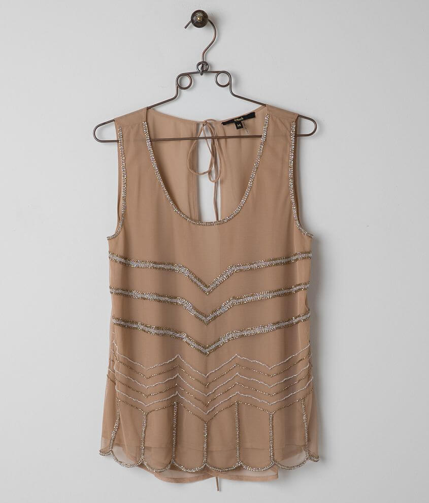 Black Mesh Tank Top Women's Tank Tops in Gold Buckle