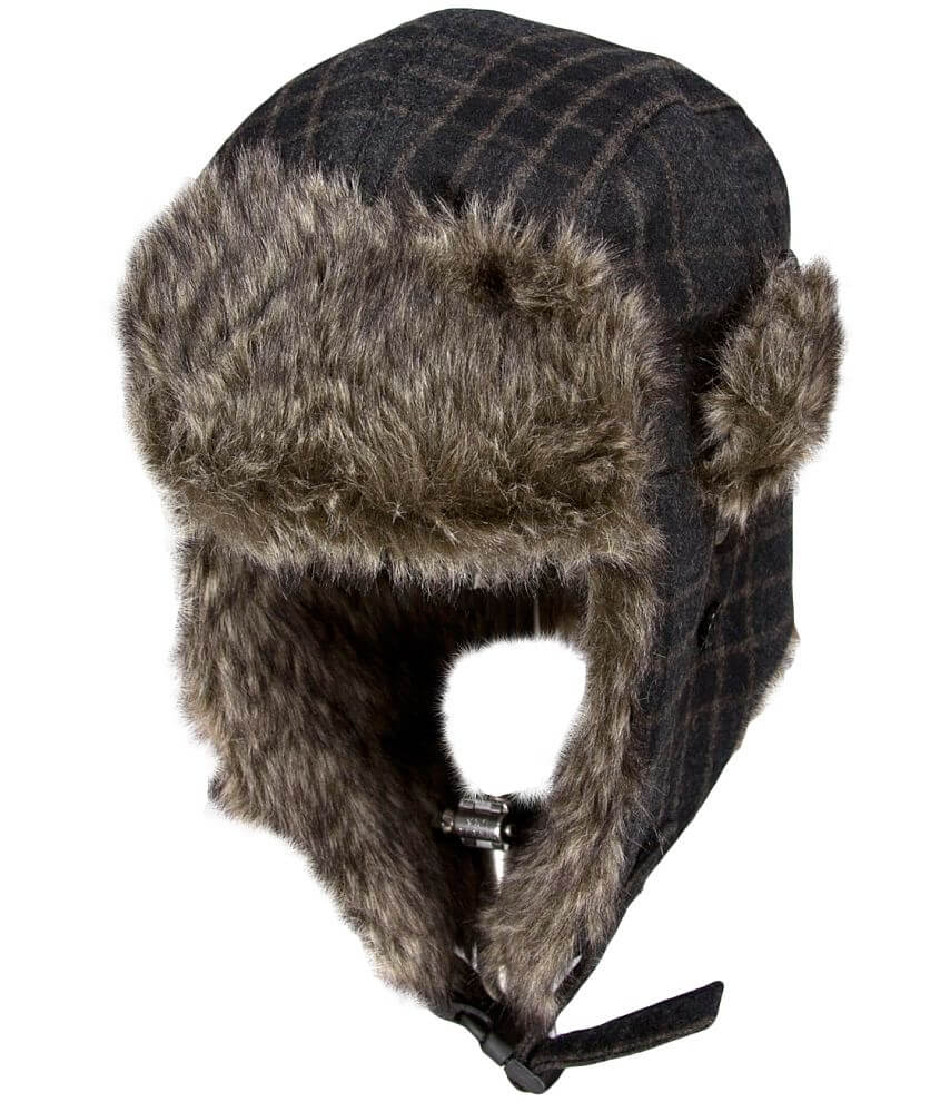 BKE Plaid Trapper Hat Men's Hats in Charcoal Buckle