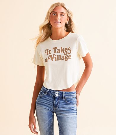 Bioworld® It Takes A Village Cropped T-Shirt front view