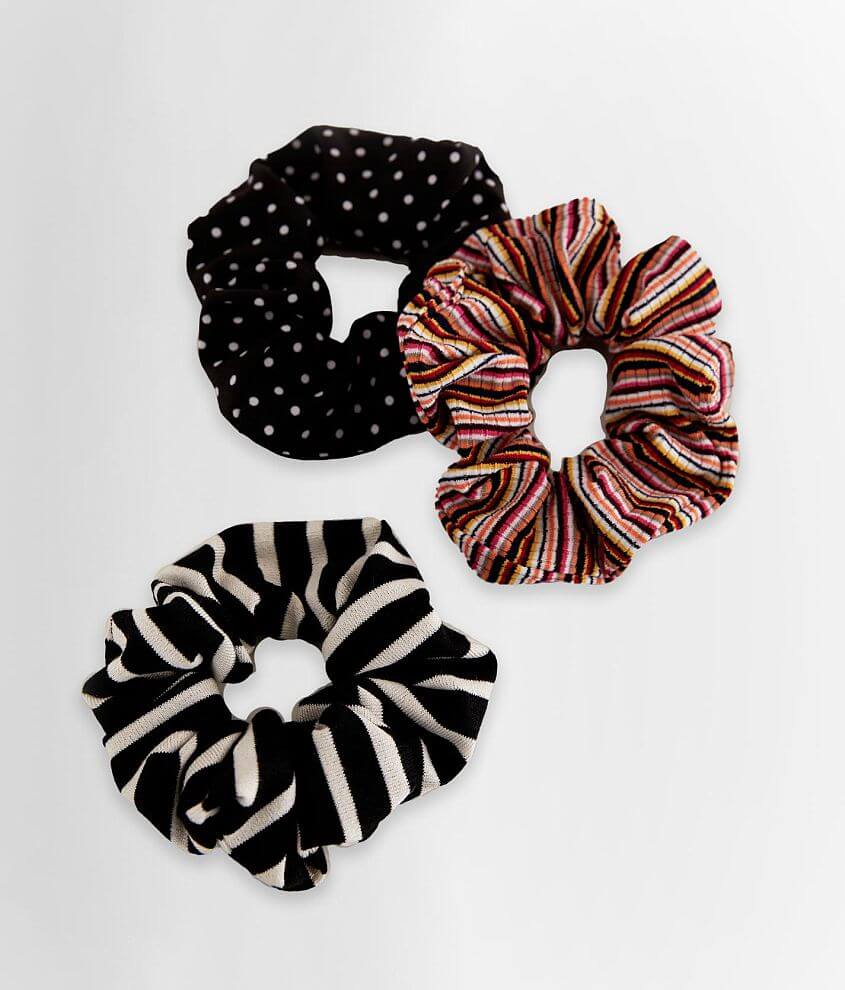 3 Pack Assorted Hair Scrunchies front view