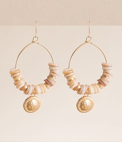boutique by BKE Beaded Hoop Drop Earring front view