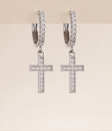 boutique by BKE Cross Hoop Earring front view