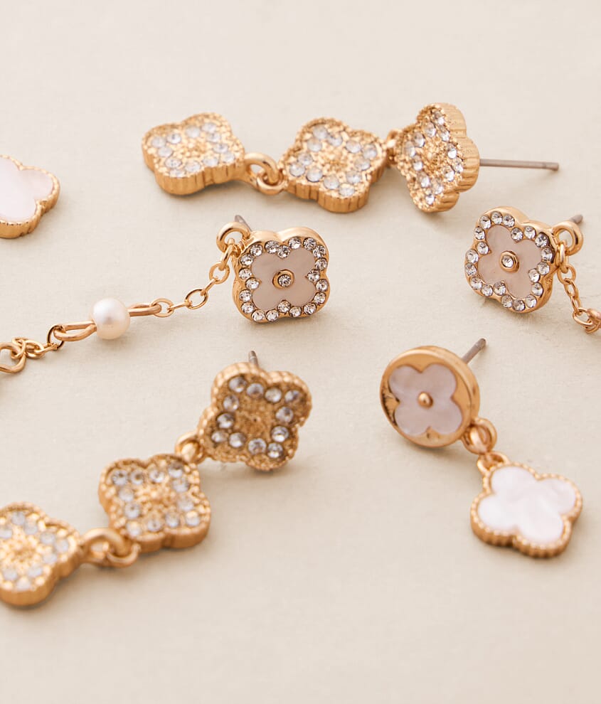 3 Pack Clover Earring Set