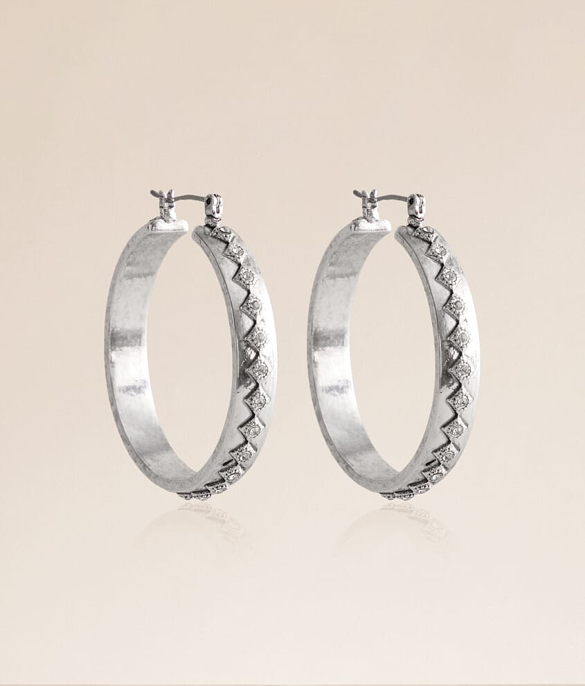 Engraved Western Hoop Earring