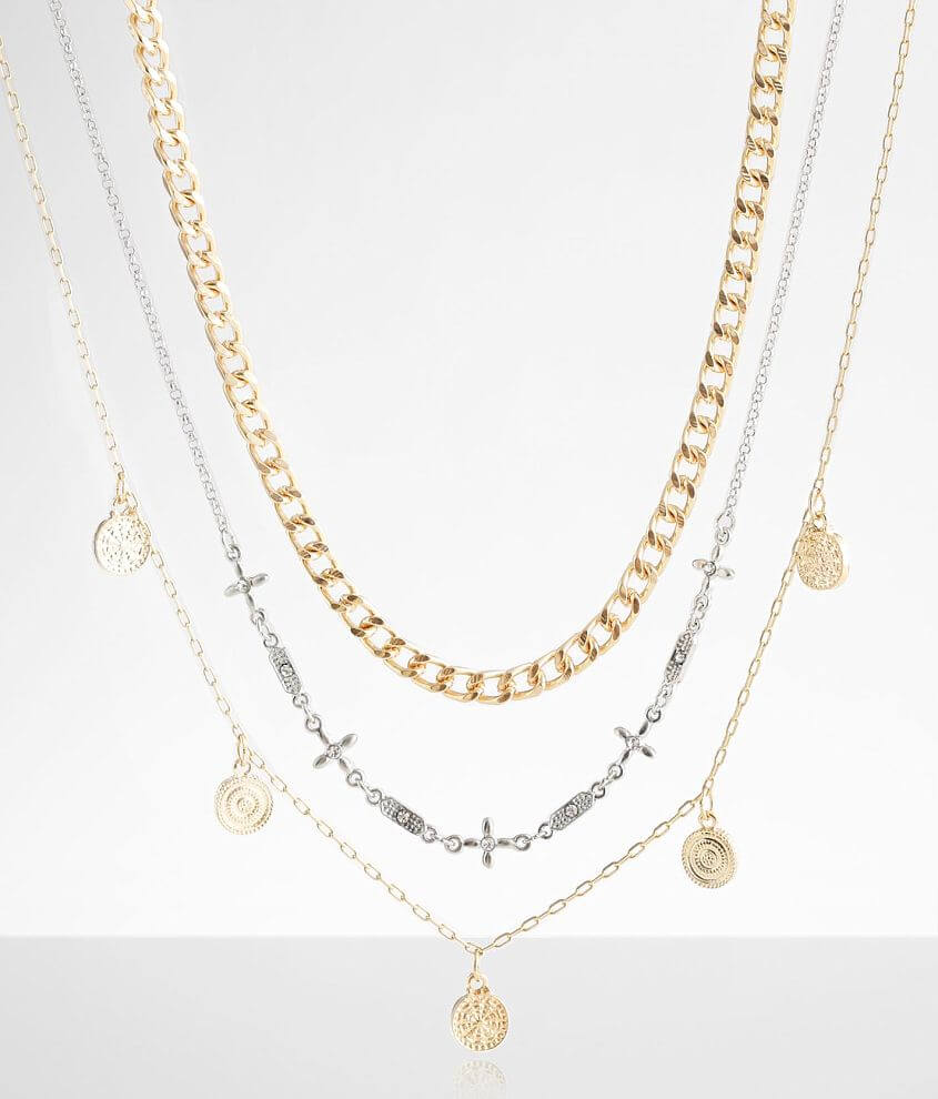 BKE 3 Pack Chain Necklace Set front view