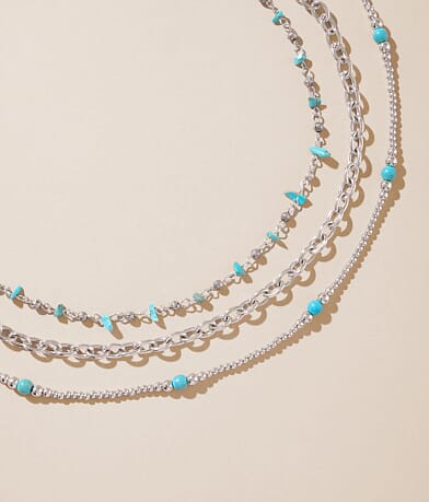 Sterling & Stitch 3 Pack Western Turquoise Necklace Set front view