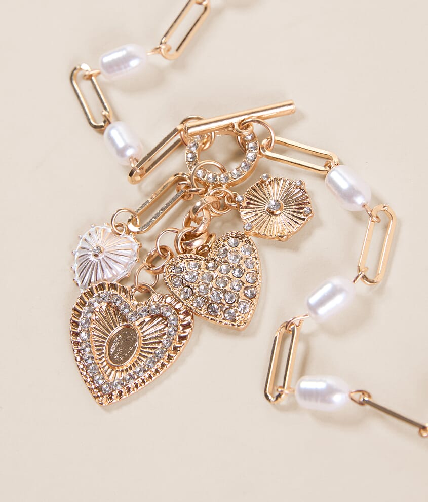 Cluster Heart Charm Necklace