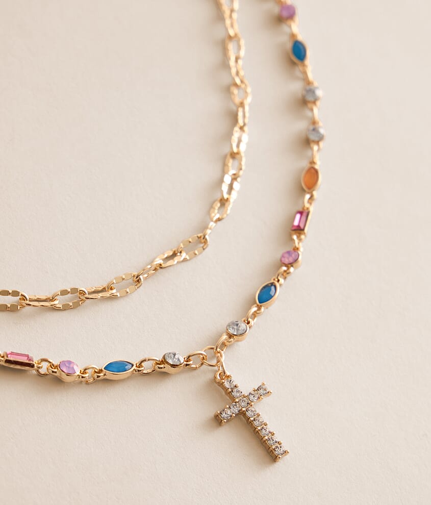 Glitz Cross Tiered Necklace - thumbnail 2