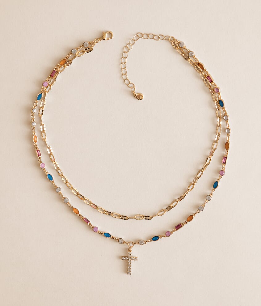 Glitz Cross Tiered Necklace