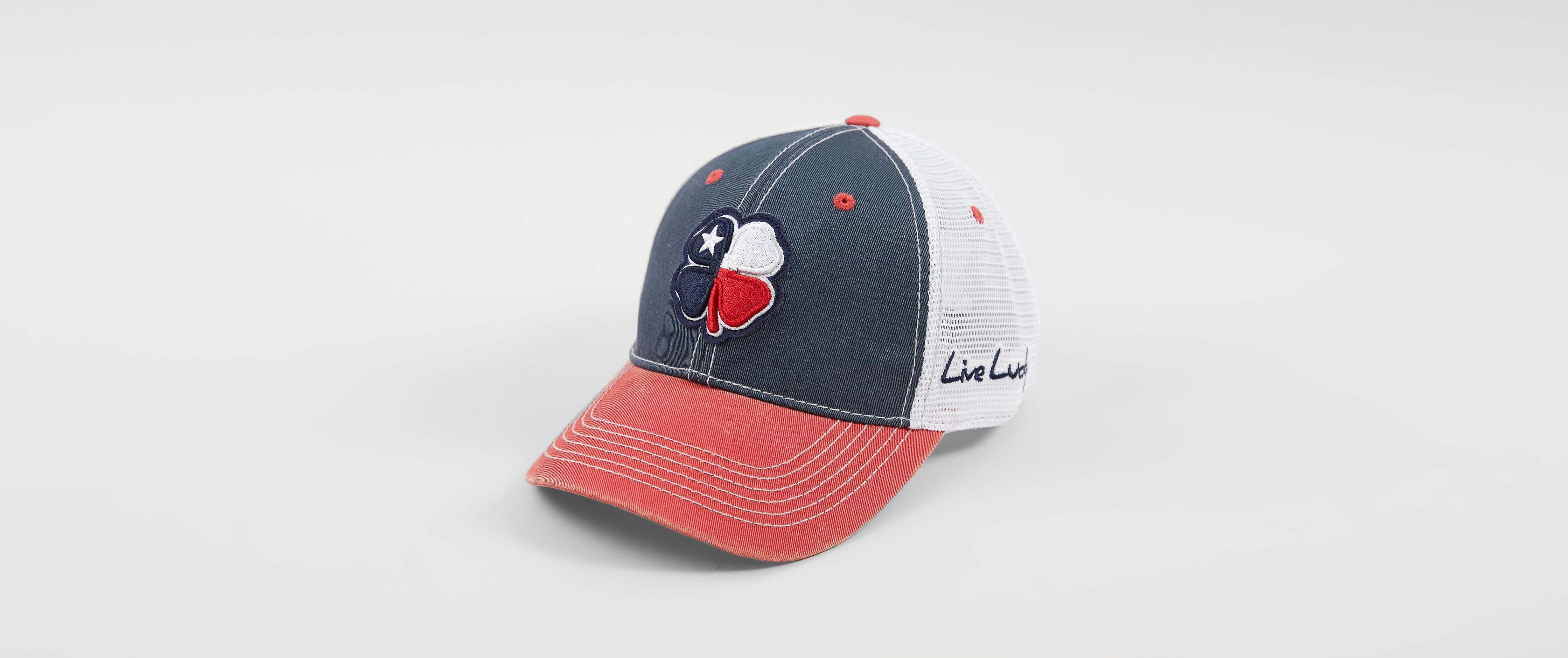 Black Clover Texas Flag Trucker Hat Men's Hats in Navy White Red