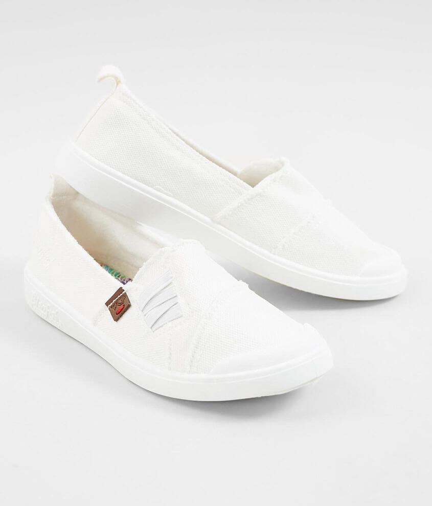 Girls Blowfish Canvas Slip On Shoe Girl s Shoes in White Smoked Buckle