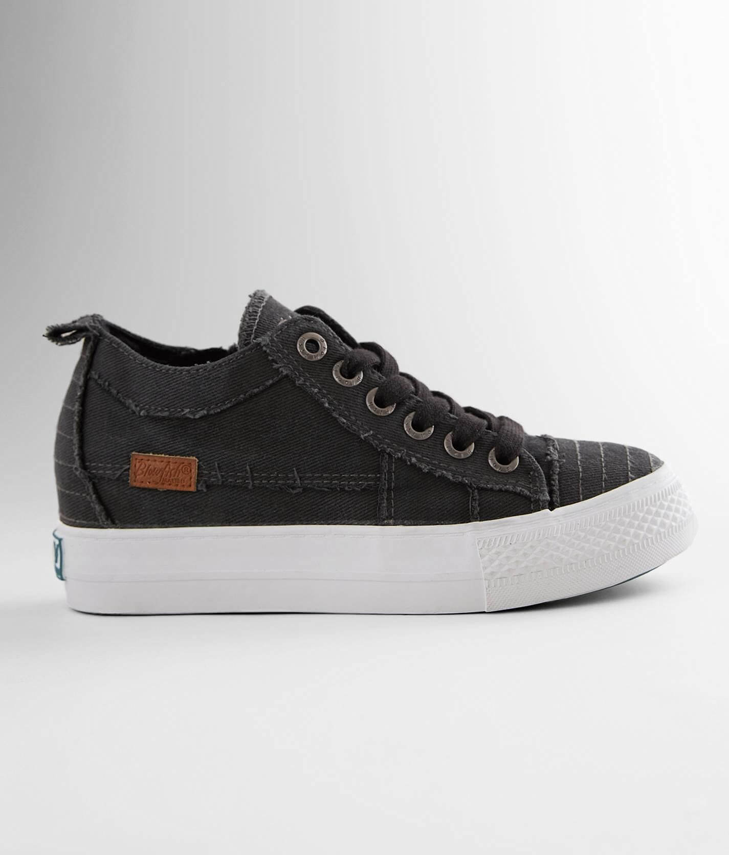 Blowfish Miami Wedge Sneaker Women s Shoes in Washed Black Buckle