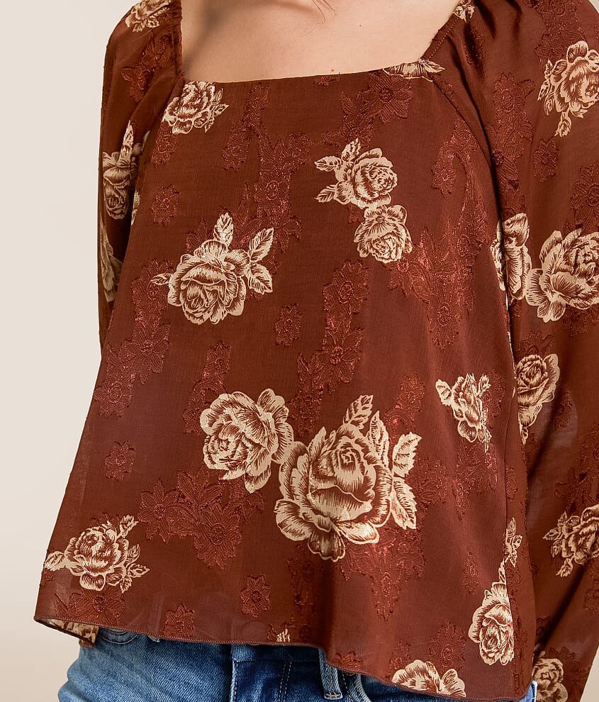 Floral Jacquard Chiffon Top