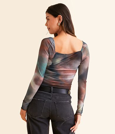 Willow &amp; Root Marble Mesh Top back view