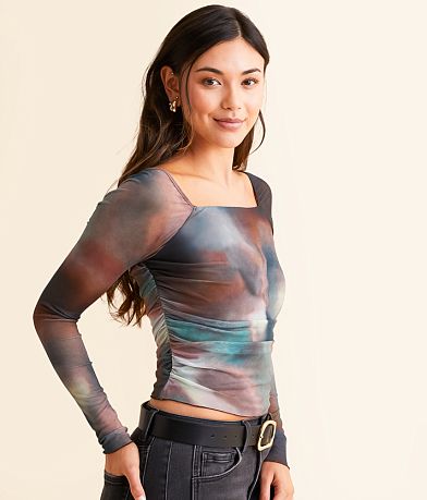 Willow & Root Marble Mesh Top front view