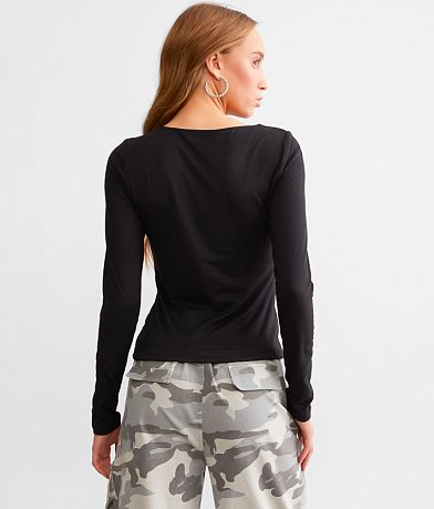 Blue Blush Twisted Cut-Out Rosette Top BACK