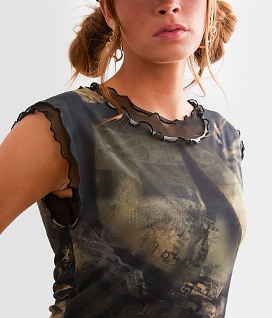 Gilded Intent Mesh Lettuce Trim Tank Top misc detail 1 view
