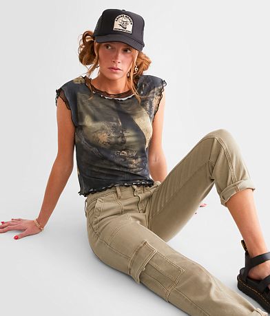 Gilded Intent Mesh Lettuce Trim Tank Top front view