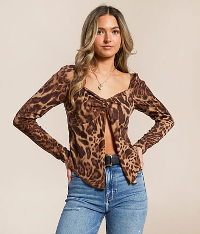 Willow & Root Cheetah Split Front Top front view