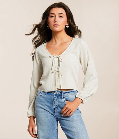 Willow & Root Front Tie Top front view