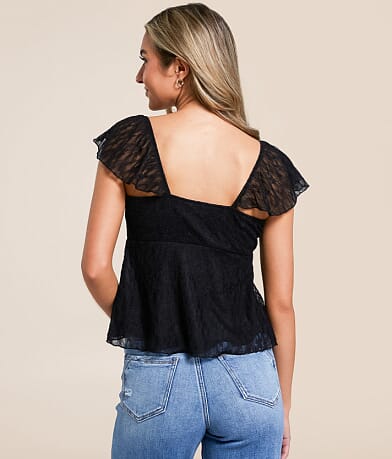 Willow &amp; Root Flutter Lace Top back view