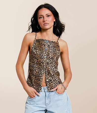 Gilded Intent Cheetah Print Tank Top front view