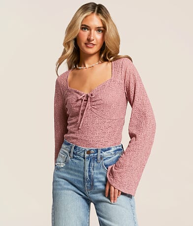 Willow & Root Floral Lace Top front view