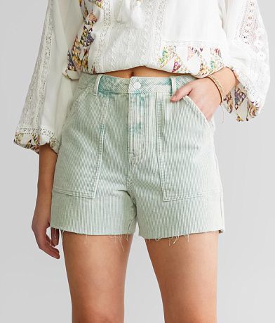 Blue Blush Washed Corduroy Short front view