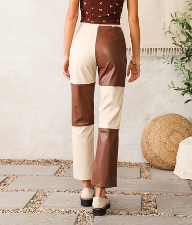 Blue Blush Color Block Pleather Pant back view
