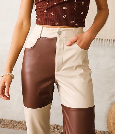 Blue Blush Color Block Pleather Pant misc detail 1 view