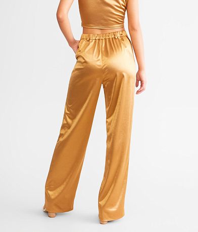 Blue Blush Metallic Wide Leg Trouser Pant back view