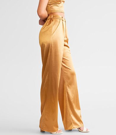 Blue Blush Metallic Wide Leg Trouser Pant full right side view