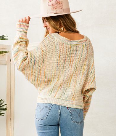 Blue Blush Striped Boat Neck Sweater BACK