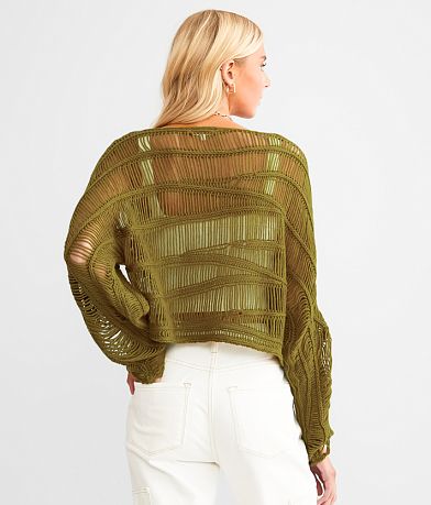 Gilded Intent Wavy Stitch Cropped Sweater back view