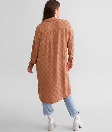 Blue Blush Checkered Maxi Blouse BACK