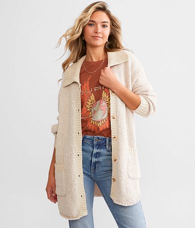 BKE Collared Cardigan Sweater front view