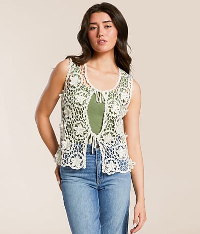 Daytrip Crochet Front Tie Tank Top front view