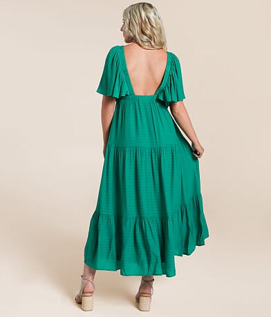 Willow &amp; Root Ruffle Midi Dress back view