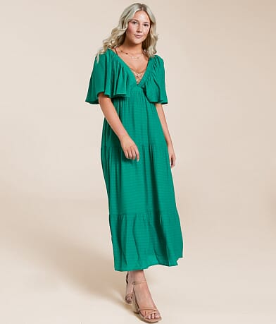 Willow &amp; Root Ruffle Midi Dress full right side view