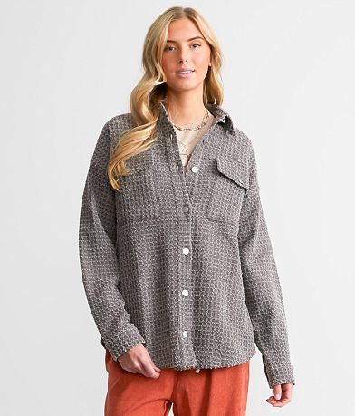 BKE Textured Knit Shacket full right side view