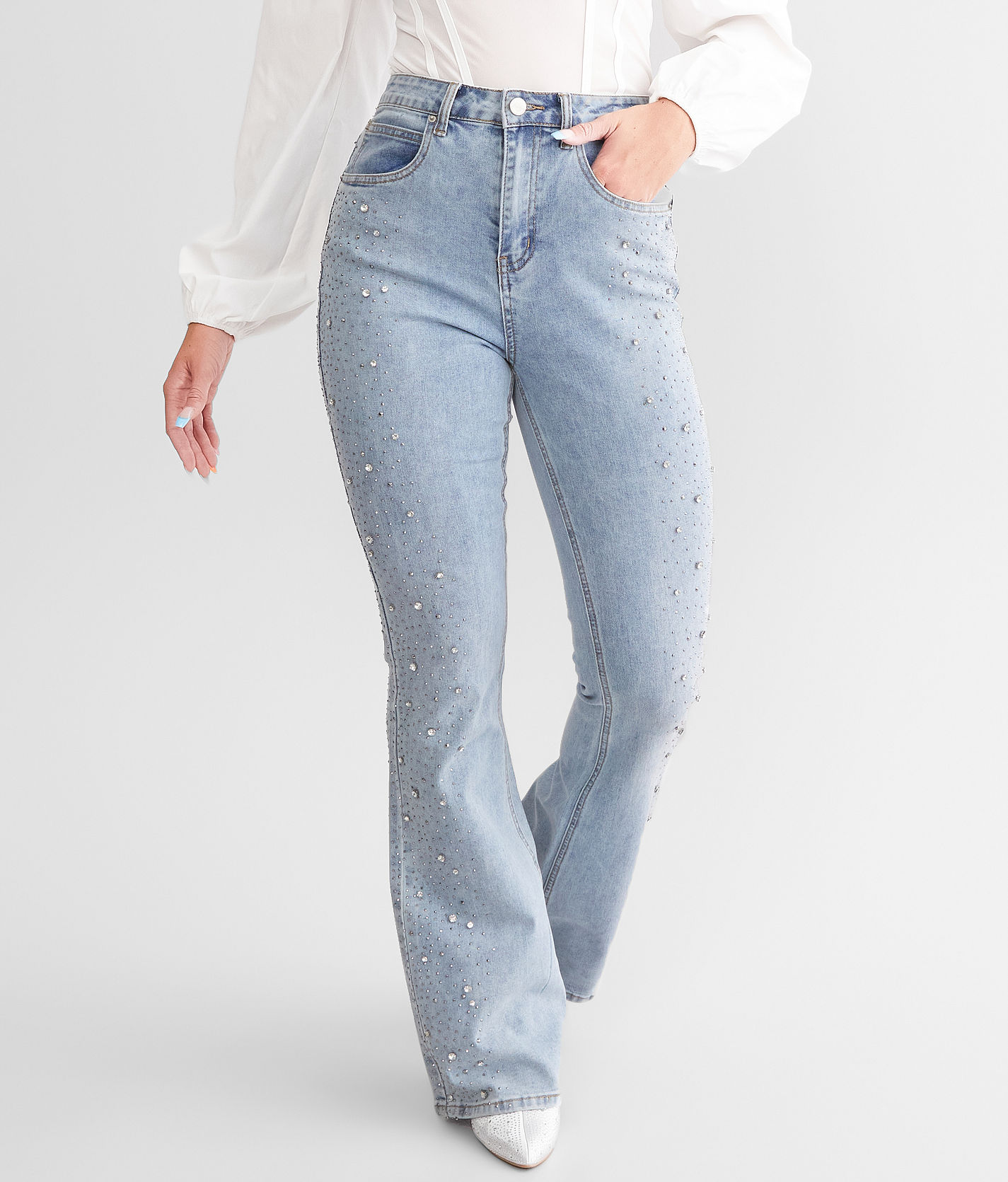 Blue B Rhinestone High Rise Cropped Flare Jean - Women's Jeans in