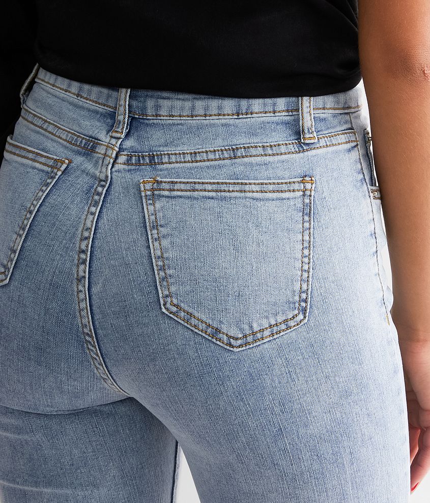 Rhinestone High Rise Cropped Flare Jean