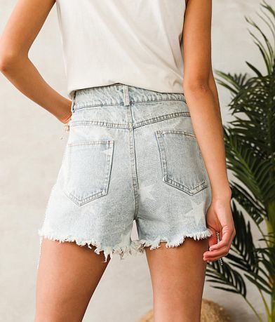 Blue B Ultra High Rise Rhinestone Fringe Short BACK