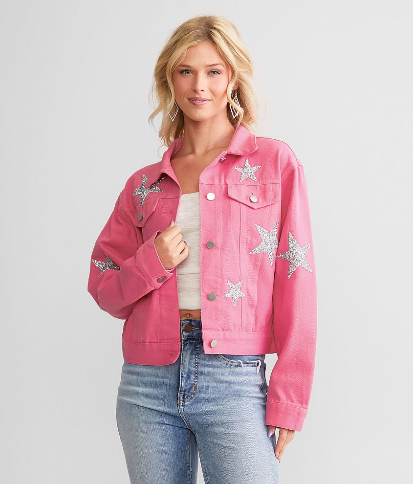 Pink and 2025 blue jean jacket