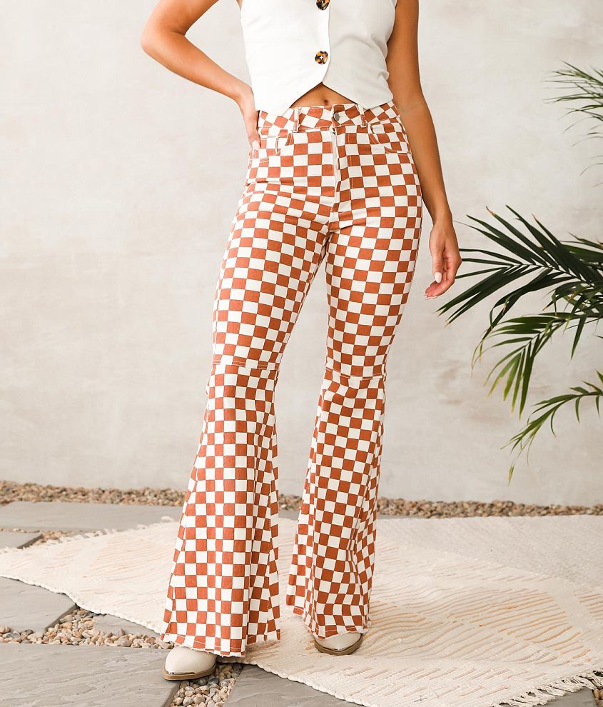 Blue B Ultra High Rise Checkered Flare Pant front view