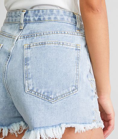 Blue B Ultra High Rise Rhinestone Fringe Short BACK_POCKET