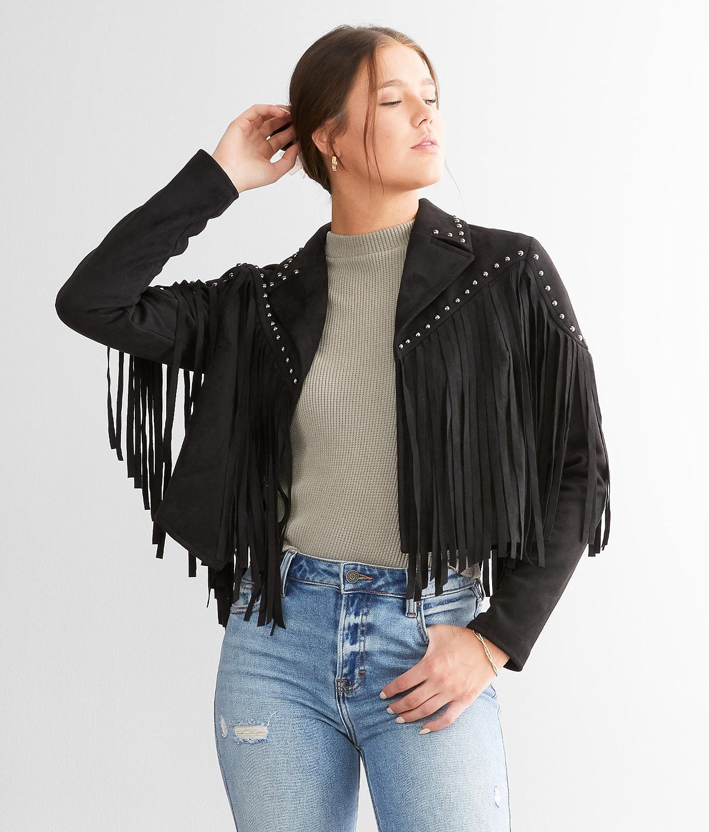 Black fringe outlet jacket