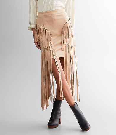 Blue B Eyelet Fringe Mini Skirt FULL_LEFT_SIDE