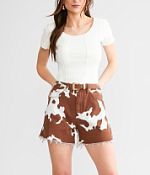 S cow short pants ブラウン Sterling & Stitch Cow Print Short - Women's Shorts in Brown